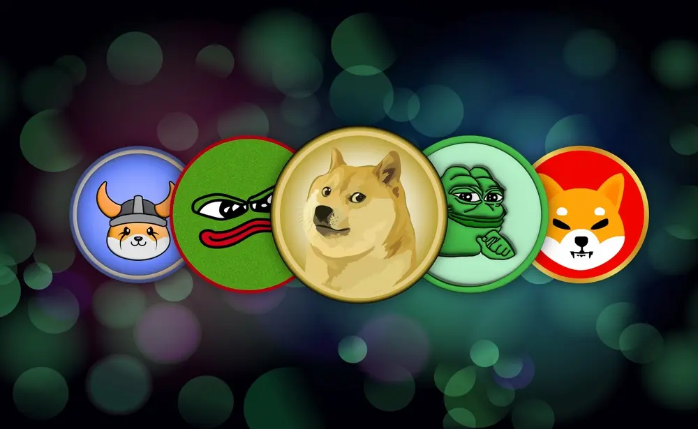 Populære meme coins logoer